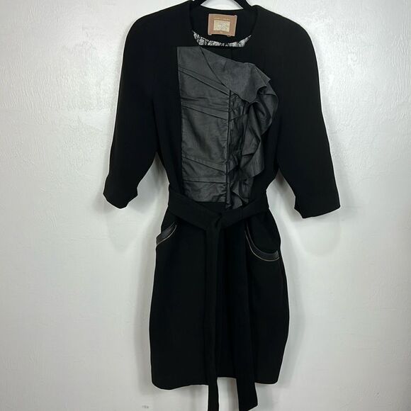 RIMIT Black Wool Blend 3/4 Sleeve Coat With Pockets Size M - Picture 1 of 11